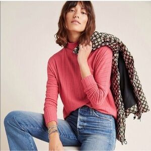 NWT Anthropologie Pink Soft turtleneck Tunic sweater top